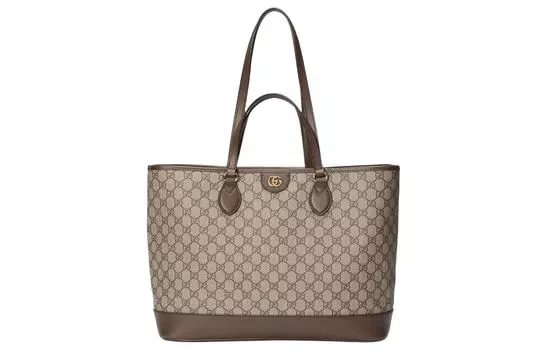 GUCCI Сумка-шоппер Ophidia Canvas с кожаной сумкой, сумка-шоппер, сумка через плечо, женская сумка среднего размера, бежевого и черного цветов
