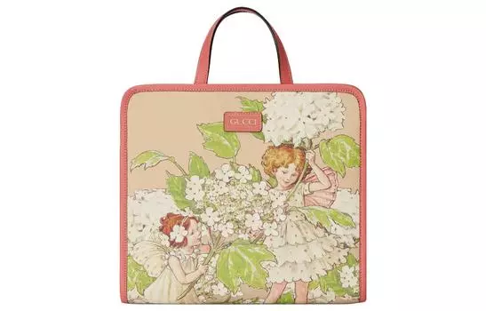 GUCCI Сумка-шоппер Supreme Canvas с отделкой из кожи, детская, светло-розовая