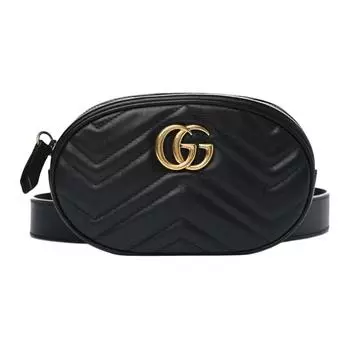 GUCCI Сумка-слинг через плечо GG Marmont из стеганой кожи, женская, черная