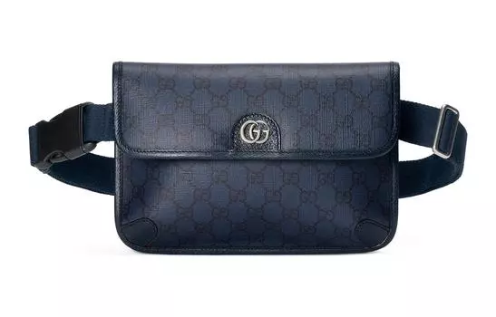 GUCCI Сумка-слинг Ophidia Canvas с кожаной сумкой-слингом, на одно плечо, через плечо, мужская, синяя и черная
