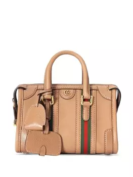 Gucci сумка-тоут Doppia G в полоску, коричневый