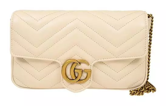 GUCCI Сумка-тоут GG Marmont Leather 2-в-1, сумка-тоут, через плечо, мини, женская, белая/черная