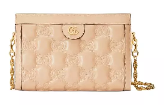 GUCCI Сумка-тоут GG Matelass из кожи, через плечо, женская, бежево-желтого цвета