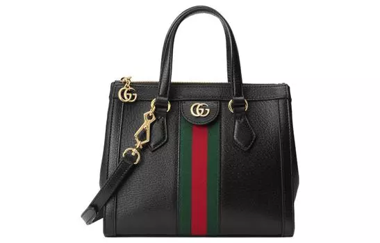 GUCCI Сумка-тоут из кожи Ophidia, сумка для покупок, портативная сумка через плечо, сумка через плечо Trumpets, женская, черная