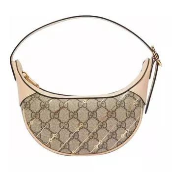 GUCCI Сумка-тоут Ophidia Canvas с кожаной отделкой, женская, бежевая и эбеновая