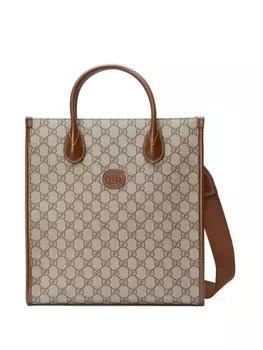 Gucci сумка-тоут с логотипом Interlocking G, коричневый