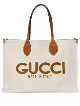 Gucci сумка-тоут с логотипом, нейтральный цвет