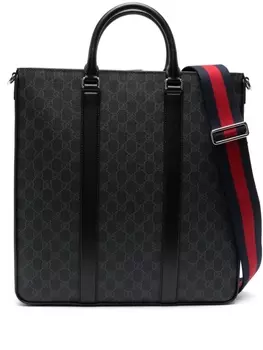 Gucci сумка-тоут среднего размера с узором GG Supreme, черный