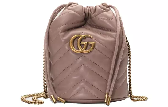 GUCCI Сумка-ведро GG Marmont из стеганой кожи, женская, через плечо, телесно-розовая