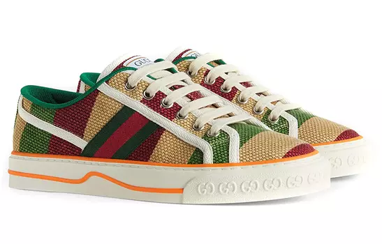 Кроссовки женские Gucci Tennis 1977, коричневый / зеленый / красный