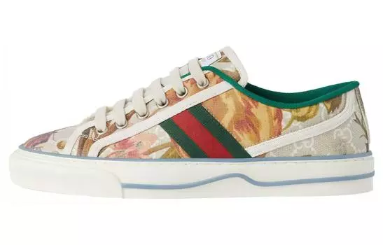 Кроссовки женские Gucci Tennis 1977, красный / зеленый / желтый