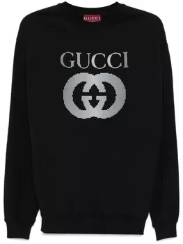 Gucci толстовка с аппликацией в виде переплетенных букв G, черный