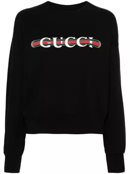 Gucci толстовка с принтом Gucci Web, черный