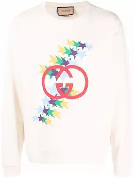Gucci толстовка с принтом Interlocking G Star Flash, нейтральный цвет