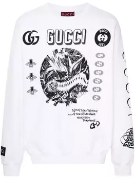 Gucci толстовка с вышитым логотипом, белый