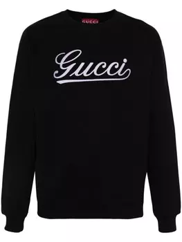 Gucci толстовка с вышитым логотипом, черный