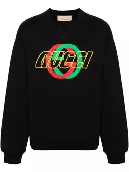 Gucci толстовка с вышитым логотипом, черный