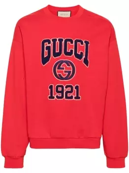 Gucci толстовка с вышитым логотипом, красный