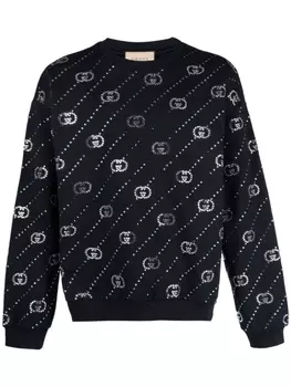 Gucci толстовка в полоску с логотипом Interlocking G, синий