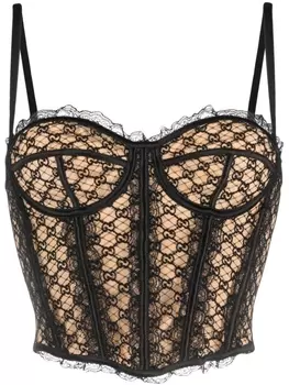 Gucci топ-корсет Net с логотипом GG, черный