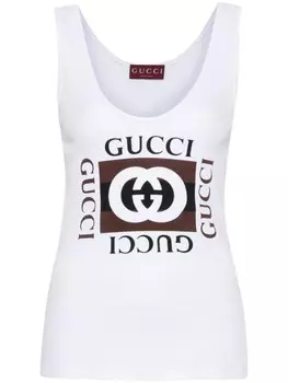 Gucci топ с принтом Interlocking G, белый