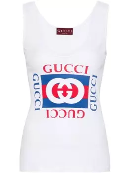 Gucci топ с принтом Interlocking G, белый