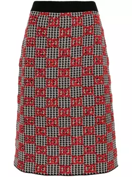 Gucci трикотажная юбка в ломаную клетку с логотипом GG, черный