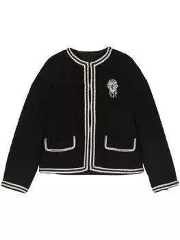 Gucci твидовый жакет с брошью, черный