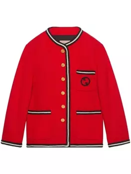 Gucci твидовый жакет с логотипом Interlocking G, красный