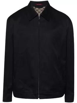 Gucci твиловая куртка-рубашка с тисненым логотипом, синий