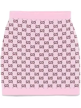 Gucci юбка из шерсти GG Shadow-жаккард, розовый