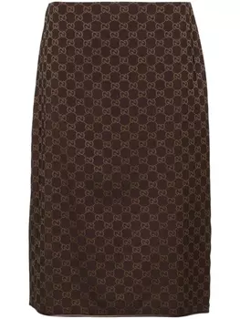 Gucci юбка-карандаш GG Supreme, коричневый