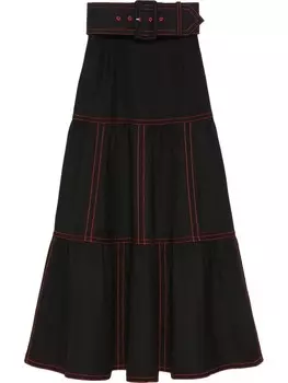Gucci юбка миди с декоративной строчкой, черный