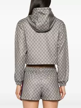 Gucci укороченная куртка с логотипом GG, коричневый