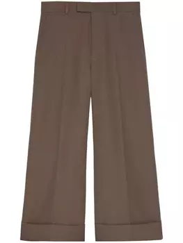 Gucci укороченные брюки из шерсти, коричневый