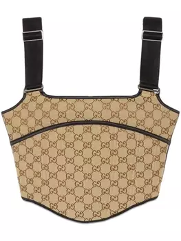 Gucci укороченный топ из канваса с узором GG, нейтральный цвет