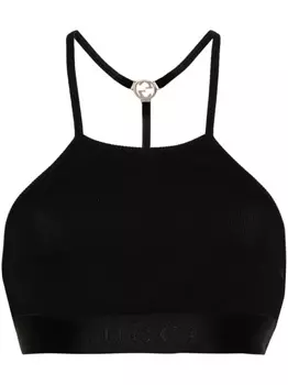 Gucci укороченный топ с логотипом Interlocking G, черный