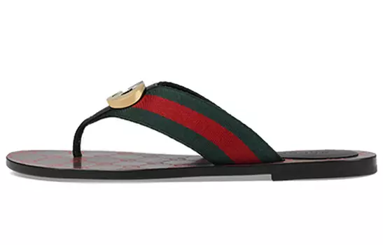 Вьетнамки женские Gucci Web Thong, черный / зеленый / красный