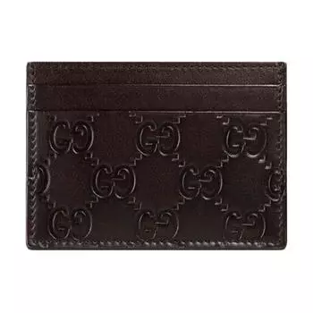 GUCCI Визитница из коровьей кожи, унисекс, коричневого цвета