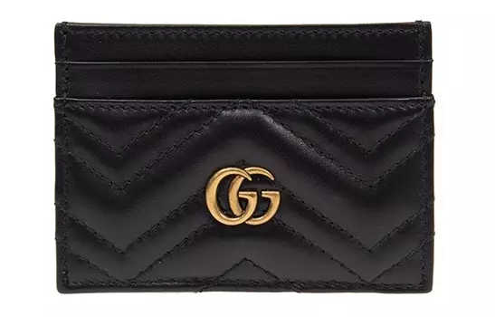 GUCCI Визитница из стеганой кожи, женская, черная