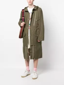 Gucci вощеная парка с капюшоном, зеленый