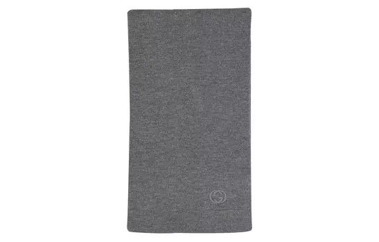 Шарф вязаный Gucci с логотипом, серый