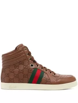 Gucci высокие кеды, коричневый