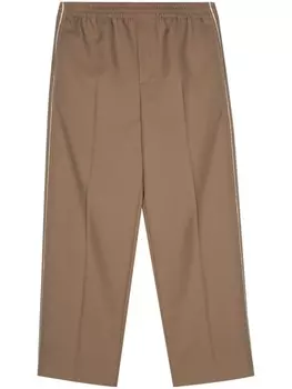 Gucci зауженные брюки с логотипом, коричневый