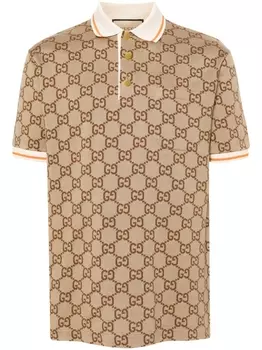Gucci жаккардовая рубашка поло с логотипом GG, нейтральный цвет