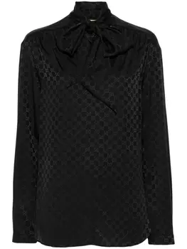 Gucci жаккардовая рубашка с логотипом GG, черный