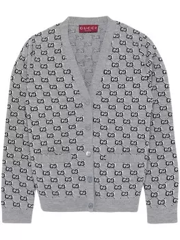 Gucci жаккардовый кардиган GG, серый