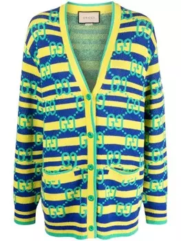 Gucci жаккардовый кардиган с логотипом Double G, желтый