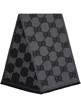 Gucci жаккардовый шарф с логотипом GG, серый