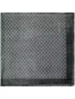 Gucci жаккардовый шарф с логотипом, серый